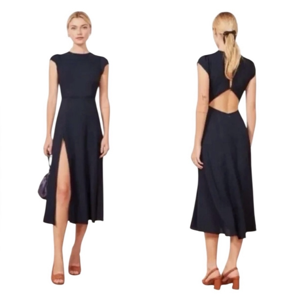 Reformation Navy Midi Dress